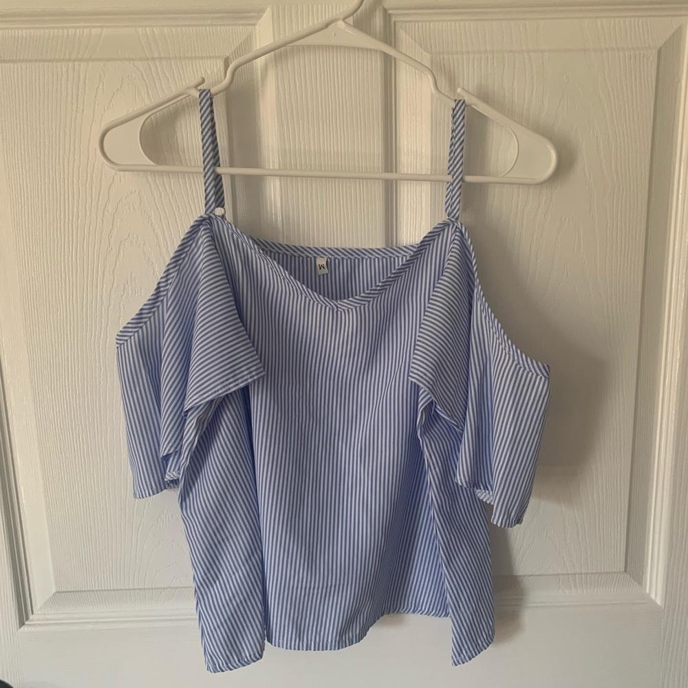 Shein blue and white striped top